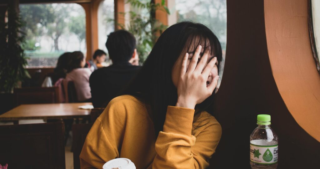 Shy Woman covering her face on Zepeel