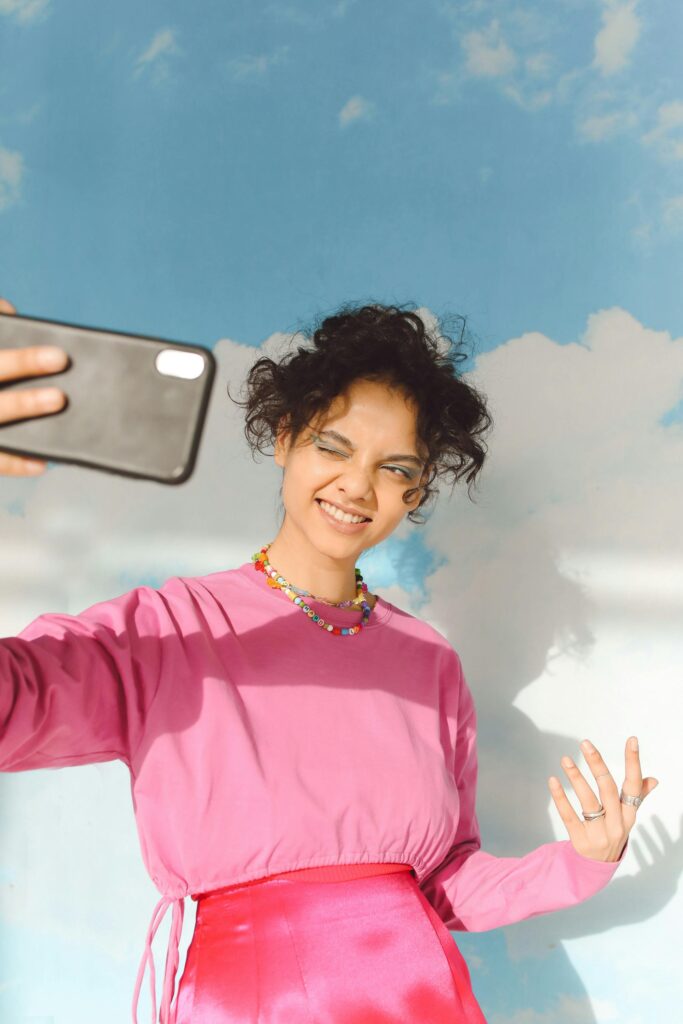 A girl in pink sweater building a meaningful connection on zepeel